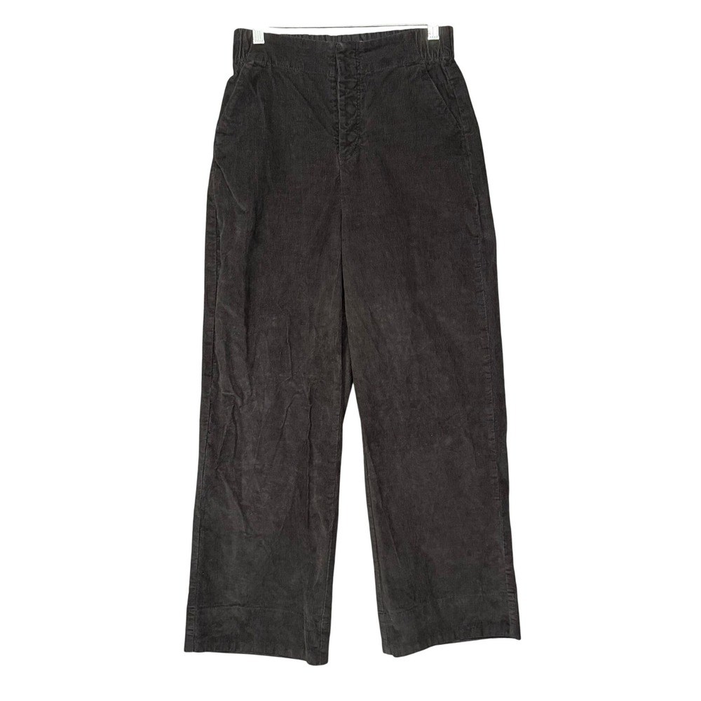 Pact Corduroy Pants Women Small Black Wide Leg High Rise Organic Cotton 28x29